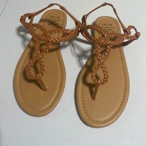 Bobbi brooks 7/8m 7/8 womens sandals in between toe slide on flip flops tan